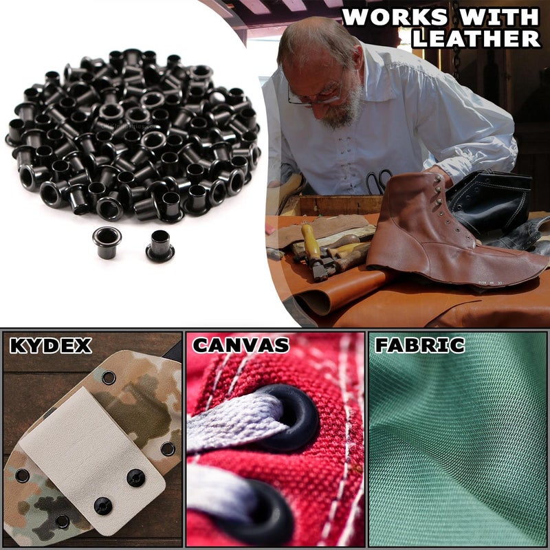 HolsterSmith Kydex & Leather Holster Eyelets - (#8-9 Length) - (1/4 Inch Diameter) - (Black Coated) - (100 Pack) - (USA Made) - for DIY Holster Making, Canvas & Apparel Binding - Image 2